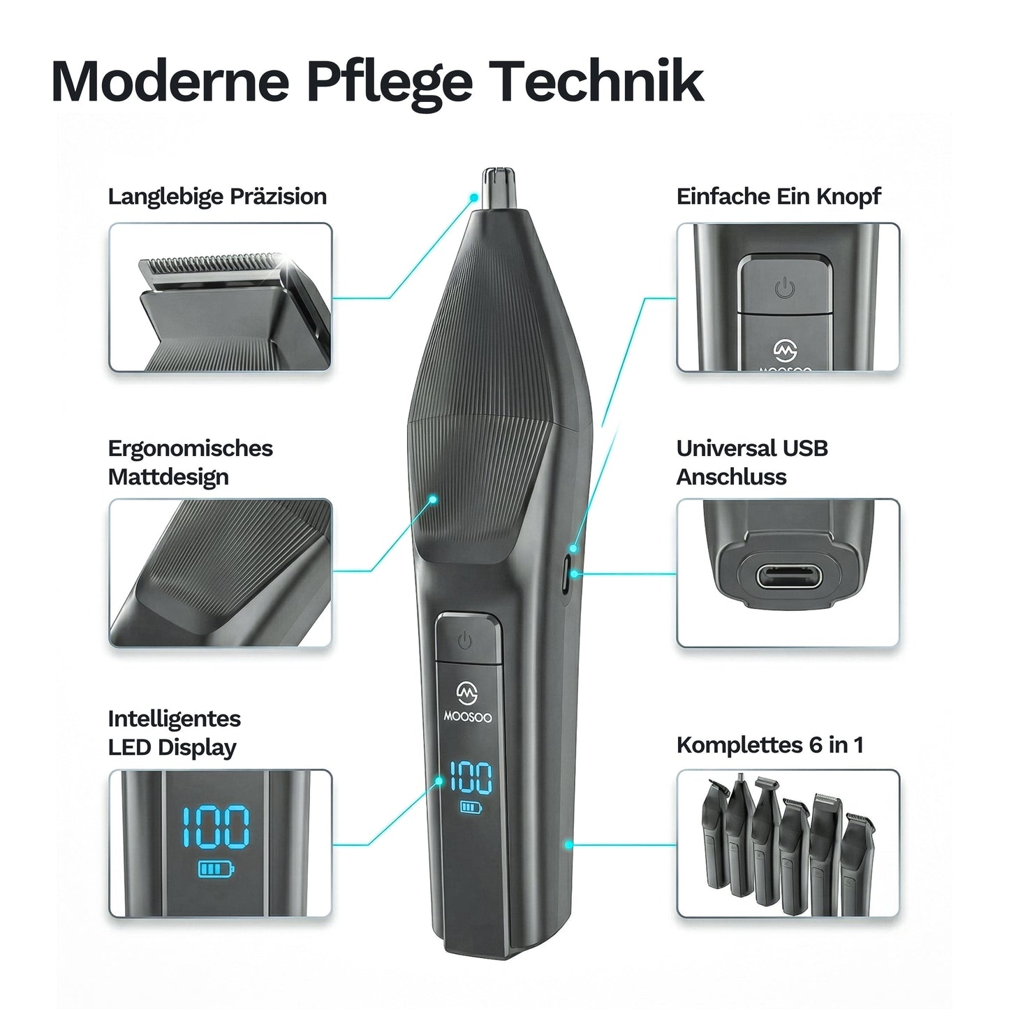 Moosoo RS1901 - Trymer do brody dla mężczyzn