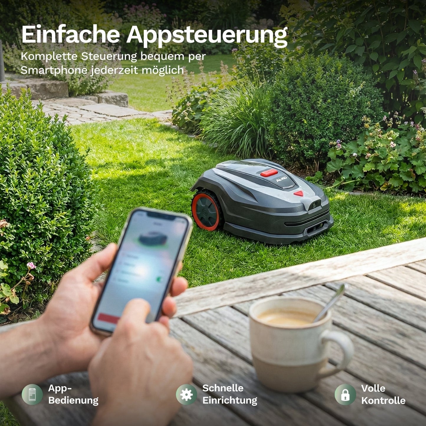 Einfache Appsteuerung – volle Kontrolle über Ihren Mähroboter jederzeit bequem per Smartphone