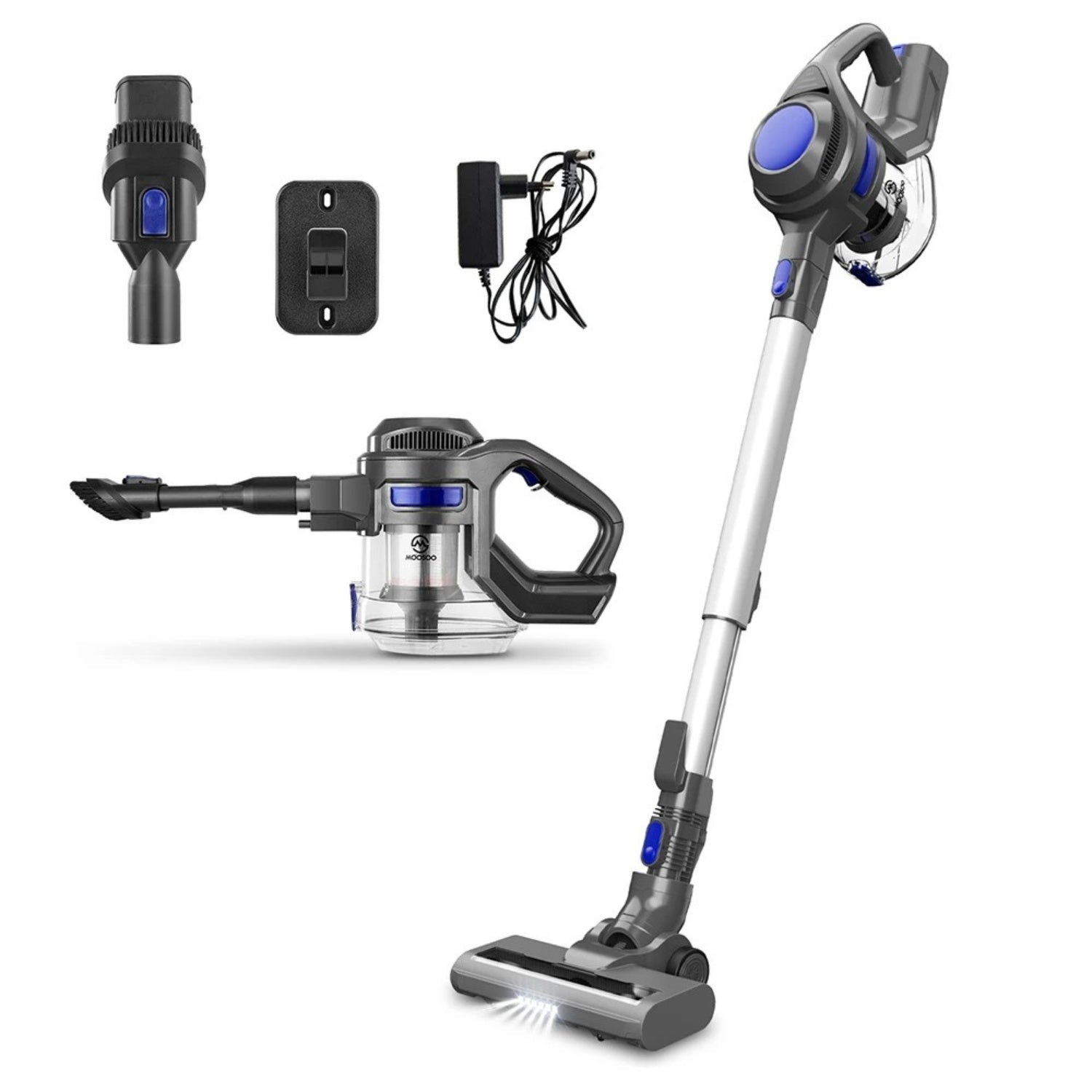 Kabelloser 2-in-1 Akku-Staubsauger mit Zubehörset, Wandhalterung und Ladegerät für vielseitige Reinigung im Haushalt