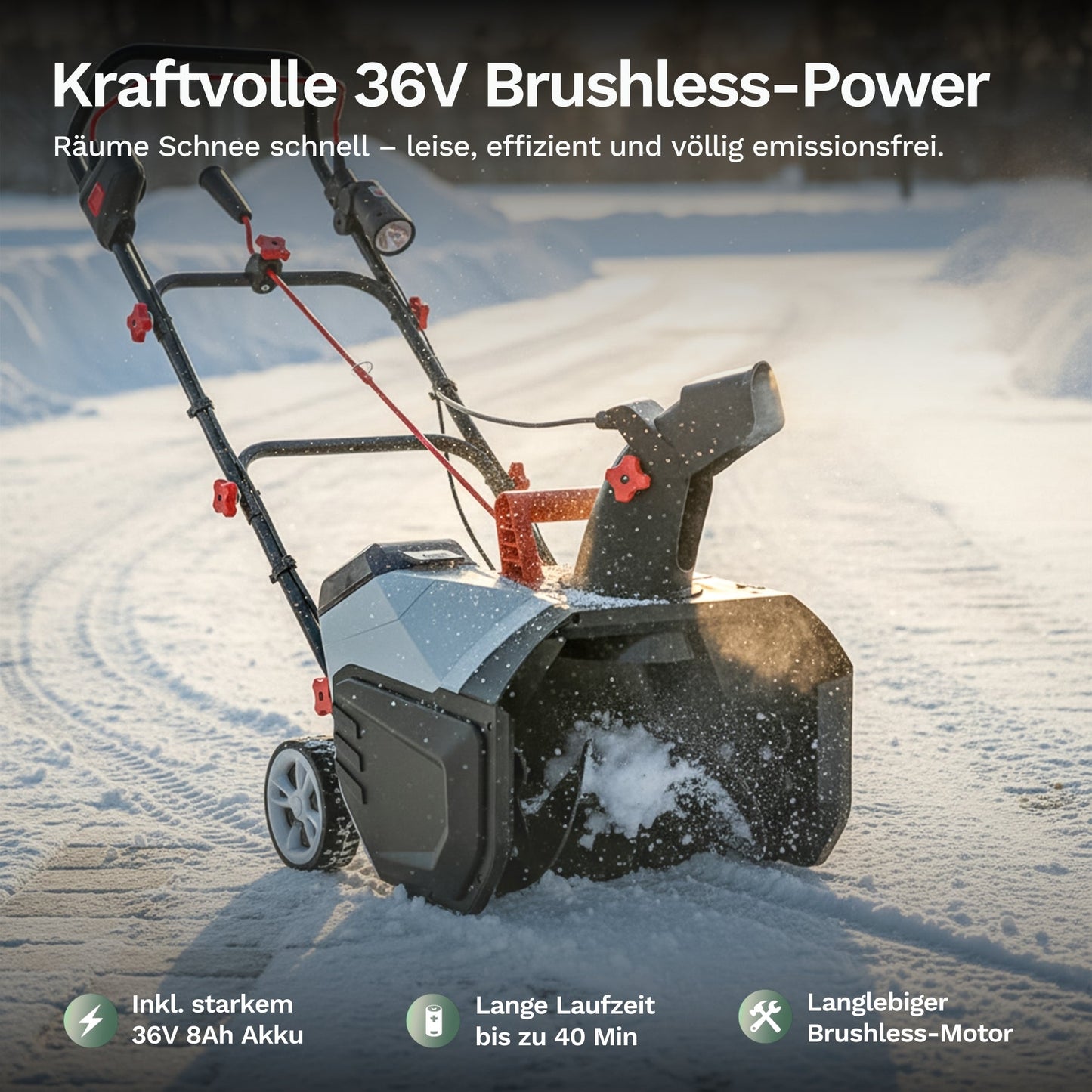 AL-KO akumulátorová sněhová fréza 36V - ST 4048 - včetně baterie a nabíječky - snadné odklízení až do 300 m²
