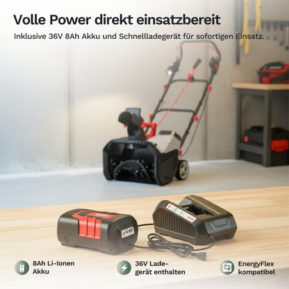 AL-KO akumulátorová sněhová fréza 36V - ST 4048 - včetně baterie a nabíječky - snadné odklízení až do 300 m²