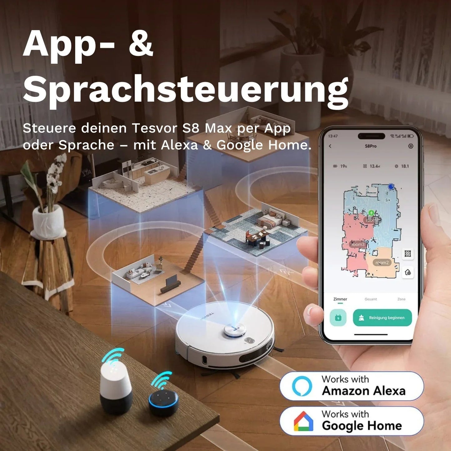 Tesvor S8 Max - Robot aspirapolvere e lavapavimenti - dispositivo dimostrativo testato