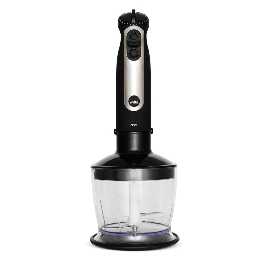 Wilfa Essential Stabmixer mit Zerkleinerer-Becher, schwarz-silberne Basis