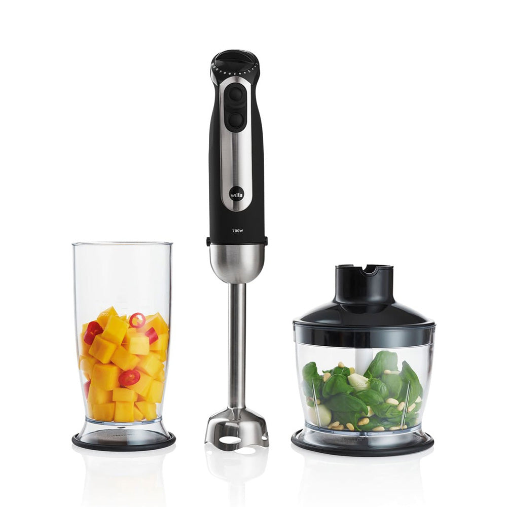 Wilfa Essential Stabmixer mit Edelstahlschaft und zwei Mixbechern